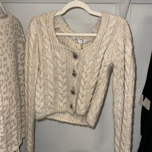 Zara Blogger Fave Pastel Rainbow Metallic Gem sweater